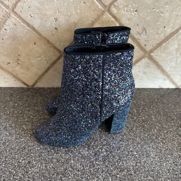 Call It Spring Women's Sz  5 Blue Purple Glitter Bling Booties Boots  Side Zip - Picture 1 of 5